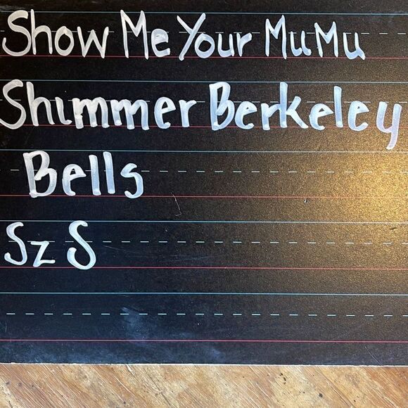 Mumu Blue Women's High Waist Elastic Waist Metallic Gray Bell Bottom Pants Sz S - Picture 11 of 11